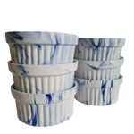 Bamby White And Blue 200ml Ceramic Ramakin Bowl Microwave And Dishwasher Safe Foe Serving And Baking Set Of 6,