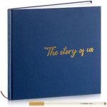 Colarr the Story of Us Scrapbook 144 Pages 8.7 x 8.7" Couples Photo Album Scrapbook Relationship Journal for Couples Memory Book Gift for Wedding Engagement Anniversary with 2 Markers (Navy Blue)