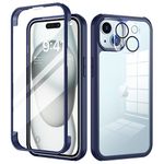 seacosmo for iPhone 15 Plus Case, [Built-in 9H Tempered Glass Screen Protector + Camera Lens Protector] Shockproof Slim Cover iPhone 15 Plus, Full Body Protective Phone Cases for iPhone 15 Plus, Blue