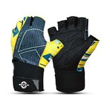 Nivia Crystal 2.0 with Strap Gym Gloves for Men & Women, Anti-Slip PU Palm, Cushioned Padding & Adjustable Wrist Support for Crossfit, Strength Training & Cycling, Yellow, Large