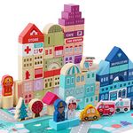 Voamuw Wooden Building Blocks for 3-6 Years Old Toddlers, Kids 120 Pcs City Construction Stacking Creative Preschool Education Toys for Boys and Girls