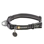 RUFFWEAR Web Reaction Collar, Medium Dog Collar, Adjustable Martingale Collar with Aluminium V-Ring & Side Release, Comfy Fabric Reflective Dog Collar with Tubelock Webbing, 43-51cm, Basalt Grey