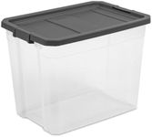 Sterilite 4-Pack Stackable Plastic Storage Bins w/ Latching Lids, 108 Qt., Gray Lid