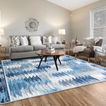 Home Beyond & HB design - 5x7 Area Rug, Non-Slip Washable Low Pile Soft Lightweight Thin Carpet Rugs for Bedroom Living Room Dining Room Kitchen Office Home Decor, Navy and Grey