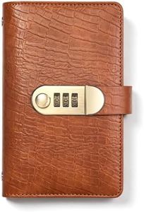 Money Saving Challenge Book with Password Lock 50 Page Cash Planner, Brown