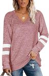 Famulily Womens Casual V-Neck Strip