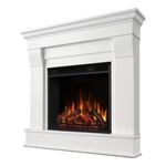 Bowery Hill Contemporary Solid Wood Electric Corner Fireplace in White