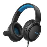 BINNUNE BG02 3.5mm Gaming Headset for PC, PS4, PS5, Laptop, Xbox One, Mac, iPad, NS Games, Computer Game Gamer Over Ear Flexible Microphone Volume Control with Mic - Blue