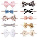 DRESHOW Baby Girl Headbands and Hair Bows Nylon Headbands 10 Pack of Hair Accessories for Newborn Infant Toddlers Kids