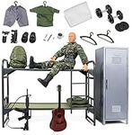 Click N' Play Military Camp Bunk House Life, Military 12” Action Figure Play Set with Accessories Including Army Gear, Bunk Beds, Locker, Army Playset for Boys 3+