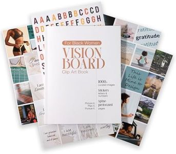 Vision Board Book for Black Women | 1000+ Vision Board Supplies, Pictures, Quotes & Letter/Number Stickers | Magazine-Style Clip Art Collage Book for Goal Setting & Manifestation