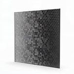 SpeedTiles Hex II SB Metal Range Backsplash - Quick Peel & Stick Installation with Powerful Adhesive - Edge Trims Included - 30 Inch Wide with Adjustable Height - Black