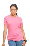 NO OTHER DAY 100% Cotton Half Sleeve Solid Color Plain T-shirt for Women | Round Neck T-Shirt for Girls (Pink Blush, XL)