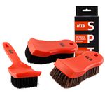 Car Detailing Brush Kit, SPTA 4Pcs Leather & Textile Car Interior Brush, Comfortable Grip and Scratch-Free Cleaning for Car Dashboard, Car Wheels, Car Seats, Car Foot Mat and Other Small Areas