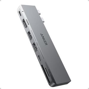 Anker USB C Hub for MacBook, Anker 547 USB-C Hub (7-in-2), Compatible with Thunderbolt 4 USB C Port, 4K HDMI, USB C and 2 USB A Data Ports for MacBook Pro 13 Inch, MacBook Air M1 / M2, and More