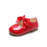 Kids Girls Ribbon Bow Spanish Wedding Party Girls Mary Jane Infants Toddler Shoes Size Red