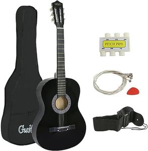 ZENY 38" New Beginners Acoustic Guitar With Guitar Case, Strap, Tuner and Pick (Black)