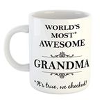 FurnishFantasy World's Most Awesome Grandma Ceramic Coffee Mug - Best Birthday Gift for Grandma/Grand Mother - Color - White (0929)