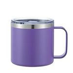 AGH life Insulated Coffee Mug with Handle, 12oz Stainless Steel Travel Mug Cup with Leak-Proof Lid, Vacuum Double Wall Thermos Tumblers Hold Iced Hot Juice Tea Beverages for Office Camping(Purple)