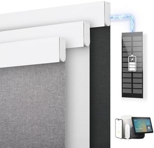 DENFOON Motorized Blinds with Remote control, Custom Blackout Smart Blinds [with Cover],Electric Blinds with Complimentary Solar Panel, Cordless Automatic Roller Shades for Windows (Black，24"W x 72"H)