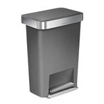 simplehuman 45 Liter / 12 Gallon Rectangular Kitchen Step Trash Can with Soft-Close Lid, Grey Plastic