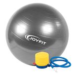 JoyFit Yoga Ball- Anti Burst 65 Cm Exercise Ball With Inflation Pump, Non-Slip Gym Ball, For Yoga, Pilates, Core Training Exercises At Home And Gym- Suitable For Men And Women [1 Pc], Grey