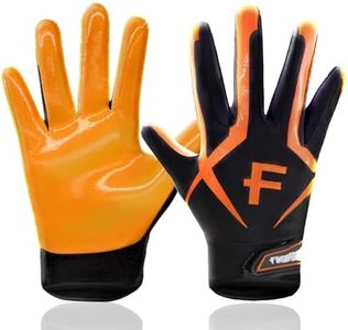 FINGER TEN Football Receiver Gloves Youth Receiving Gloves Pro 3.0 Durable Breathable Flexible for Kids Boys Girls in White Red Black Blue Small Medium X-Large (A-Orange, Large)