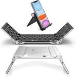 iClever Portable Folding Keyboard, Ultra Slim Pocket Size Bluetooth Keyboard Wireless with Carry Pouch, Aluminum Alloy Housing, Designed for iOS Android Windows Better Typing, Silver (BK03)