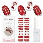 JMEOWIO Gel Nail Stickers Christmas Snowflake Holiday Semi Cured Gel Nail Strips Wraps UV/LED Nail Supplies Nail Art Design Decoration Accessories