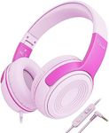 ELECDER Kids Headphones, S8 Wired Headphones for Kids with Microphone for Boys Girls, Adjustable 85dB/94dB Volume Limited, 3.5 mm Jack for School/Kindle/Smartphones/Tablet/Airplane Travel(Pink/Rose)