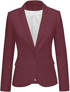 luvamia Women's Notched Lapel Neck Long Sleeves One Button Pockets Blazer Jacket Wear to Work Suit Womens Designer Boyfriend Blazers Dressy Casual Red Women Blazer Cabernet Port Red Size XXLarge