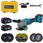 Huhomco Cordless Grinder Angle Grinders Battery Powered with Battery and Charger, 2 Batteries,125mm Grinding Discs Cutter