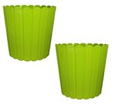 Amazon Brand - UMI Indoor and Outdoor Thai Fancy Unique Design Decorative Plastic Flower Pot for Gift Purpose/Home/Office/Garden Décor - Set of 2 (12 Inch(30.48cm), Green)