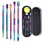 YETOOME 6 Pieces Wax Carving Tool Set Double-Ended Carving Tool Stainless Steel Wax Sculpting Tools with 5ml Silicone Container Jar and Portable Metal Case for Wax Oil Clay Pottery, Rainbow Color