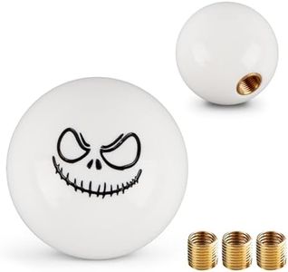 Zurligi Round Ball Smiley Expression Shift Knob, Universal Shift Knob, Round Shift Head with M8*1.25, M10*1.25, M10*1.5 Adapter, Universal Fit Compatible with Manual Car (White)