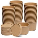 Comfy Package [12 oz. - 25 Count Kraft Paper Food Containers with Vented Lids - To Go Hot Soup Bowls, Disposable Ice Cream Cups, Ideal for Hot and Cold Foods