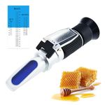 Optics Honey Sugar Moisture Brix Baume Refractometer ATC, Tri-Scale 58-90% Brix, 38-43 Be'(Baume) 12-27% Water, Beekeeping, Maple, w/Extra Dioptric Oil (for Calibration), Reference