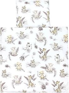 TupTam Ropa de Cama para Cuna de Bebe 4 Piezas, León/Hojas/Beige, 80x80 cm