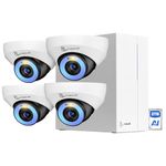 NAPCAT 8CH 4K PoE Security Camera System, 4K NVR with 2TB HDD, 4Pcs 8MP Outdoor Wired Dome Surveillance Camera with Human/Vehicle Detection, Color Night Vision, 24/7 Recording, IP67, 2-Way Audio