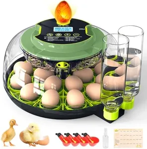APODESS 18 Chicken Egg Incubator with Temperature Control, Humidity Display, Auto Egg Turner, Egg Candler, 2 Size Egg Trays, Chick Incubaotrs for Hatching Eggs Digital Incubator for Chicken, Duck Eggs