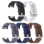 UMAXGET 5-Pack Bands Compatible with Fitbit Charge 2, Sport Silicone Adjustable Replacement Wristband with Silver Buckle for Women Men