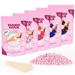 Wax Beads, BOYUJK Professional 500g Hard Wax Beads for Full Body, Facial and Legs, Painless Gentle Hair Removal Wax Beads for Women and Men (5 packs of 100g, Multi-colour)