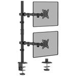 WORLDLIFT Dual Monitor Stand- Vertical Stack Monitor Desk Mount for Two Screens Up to 32 Inch Height Adjustable Screen Supports with Swivel, Tilt, Rotation, C-Clamp and Grommet Bases