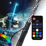 True Mods 5ft Spiral RGB LED Whip Light for UTV ATV [RF Wireless Remote] [USA Flag] Waterproof LED Lighted Whip Antenna Pole Stick for RZR Can-Am Polaris SxS 4x4 Quad Dune Buggy 4 Wheeler Accessories