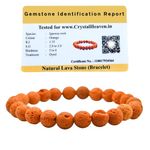 Crystal Heaven Certified Orange Lava Stone Bracelet for Women Men with Healing Crystal and Reiki Stone - Beautiful Gemstone Beaded Bracelet for Balance, Harmony & Positive Energy