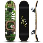 Sefulim 31 x 8 Inch Complete Skateboard 7 Layer Canadian Maple Double Kick Deck Concave Cruiser Trick Skateboard for Boys Girls Teens Adults Beginner