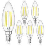 E12 Candelabra LED Bulbs Dimmable 4000K Daylight,Type B Light Bulb for Chandelier,Winshine C35 Ceiling Fan Light Bulb Clear Glass,60W Equivalent,600LM,6 Pack