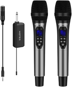 HOTEC Wireless Singing Microphones for Karaoke, Dual UHF Handheld Dynamic Mic System with Echo/Vol Control and Rechargeable Receiver, Ideal for Church, Wedding, Party, Speech, PA, Mixer
