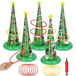 Christmas Tree Ring Toss Game Set, Christmas Ring Toss Game with Air Pump, Inflatable Ring Party Toys Gifts for Adults Kid Family School Party Favor Indoor Outdoor Halloween Toss Game