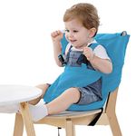 Vine Easy Seat Portable Travel High Chair | Adjustable, Safety, Washable | Toddler High Chair Seat Cover | Convenient Cloth Travel High Chair Fits in Your Handbag (Blue)